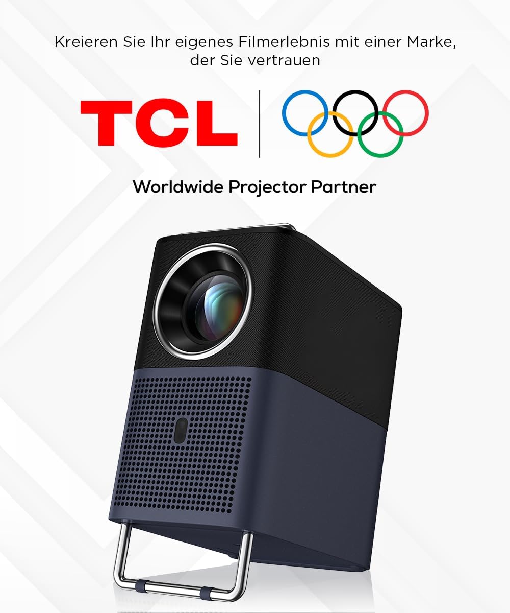 TCL A1s Beamer 4K Full HD, Offizielles Google TV (APV/Netflix/Disney), 2 Dolby 8W, 600 ISO Lumen, Bl