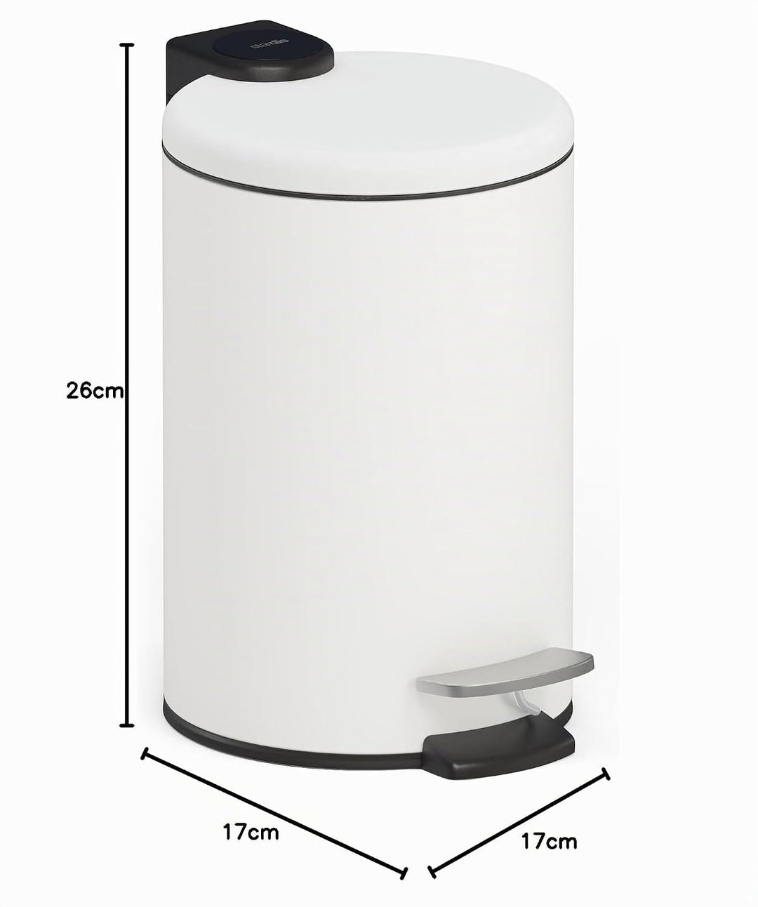3 Liter Treteimer Edelstahl weiss matt mit Absenkautomatik Klappdeckel leise schliessend Softclose m
