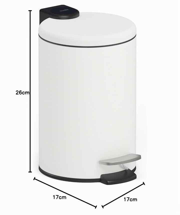 3 Liter Treteimer Edelstahl weiss matt mit Absenkautomatik Klappdeckel leise schliessend Softclose m