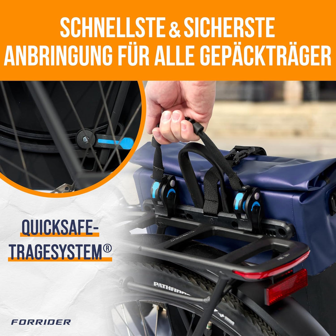 Forrider Fahrradtasche Wasserdicht für Gepäckträger [22L Volumen] mit Schultergurt | Gepäckträgertas