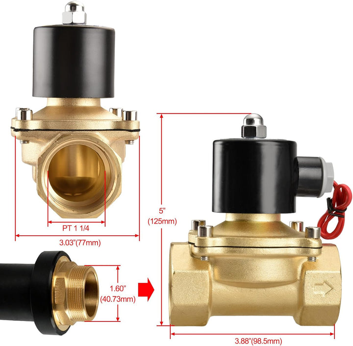 Heschen Messing Elektrisches Magnetventil, 2W-320-32, PT 1-1/4'', AC220V, Direktwirkung Wasser Luft,