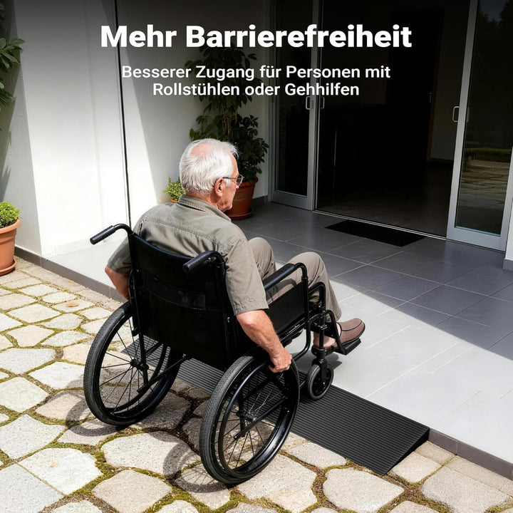 Türschwellenrampe 35x200x900mm für Rollstuhl & Rollator, Vollgummi, rutschfeste Oberfläche, kürzbar