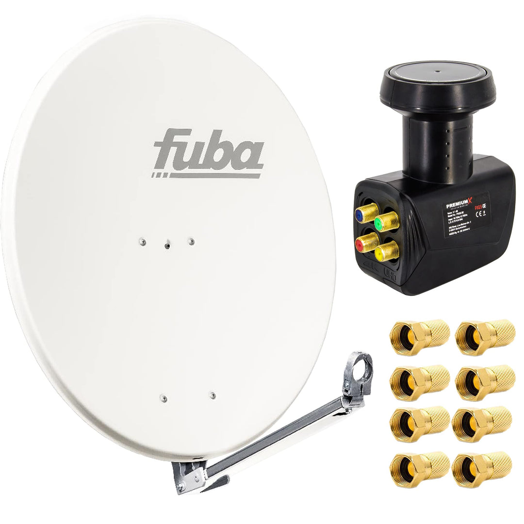 Fuba Satelliten-Komplettanlage DAL 800 W Satellitenantenne 80cm Aluminium Weiss LNB Quad SAT bis 4 T
