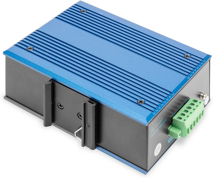 DIGITUS Netzwerk-Switch - 8-Port Fast Ethernet - DIN-Rail Montage - Klemmleiste - Lüfterlos - Schwar