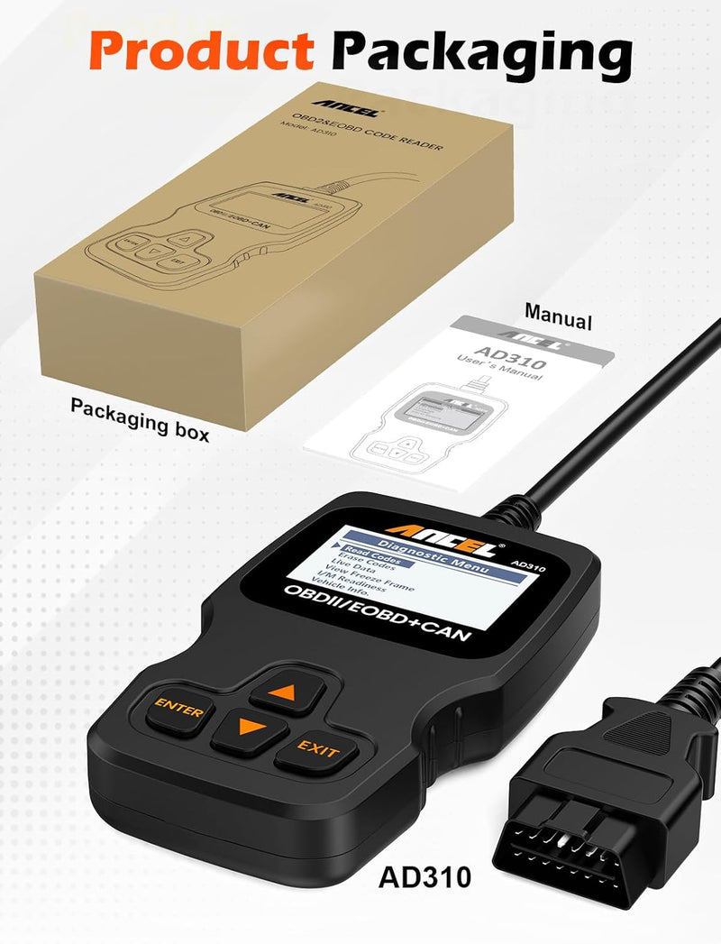 ANCEL AD310 OBD2 Diagnosegerät Auto, Auslesegerät Auto OBD-II Diagnosewerkzeuge Motor Fehlercodelese