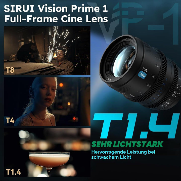 SIRUI VP-1 Vision Prime 50mm T1.4 Cine Objektiv, Vollformat manuelle Fokussierung Grosse Blende Fest
