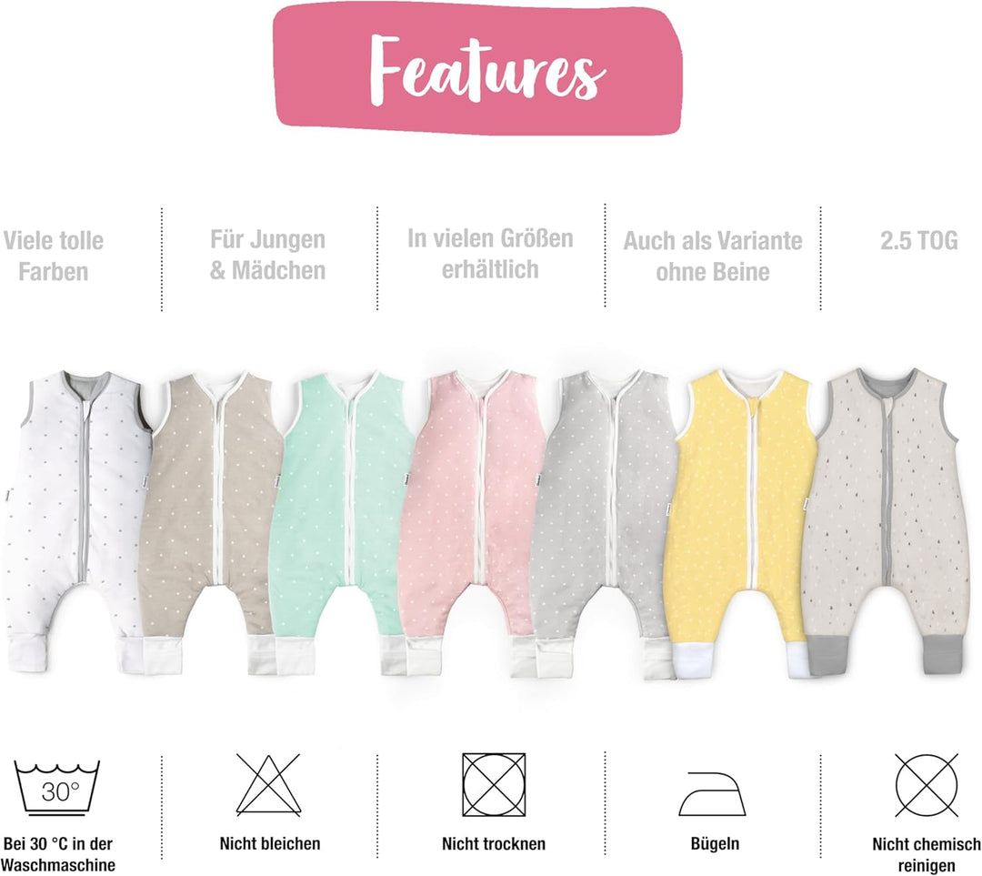 Ehrenkind® Babyschlafsack | Schlafsack mit Füssen 2.5 TOG | Bio-Baumwolle | Ganzjahres Schlafsack Ba