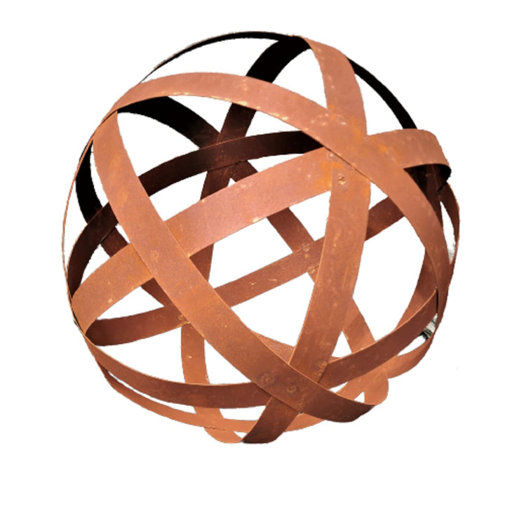 Dekokugel Geflecht 20 cm aus Cortenstahl Rost Geflechtkugel Streifenkugel