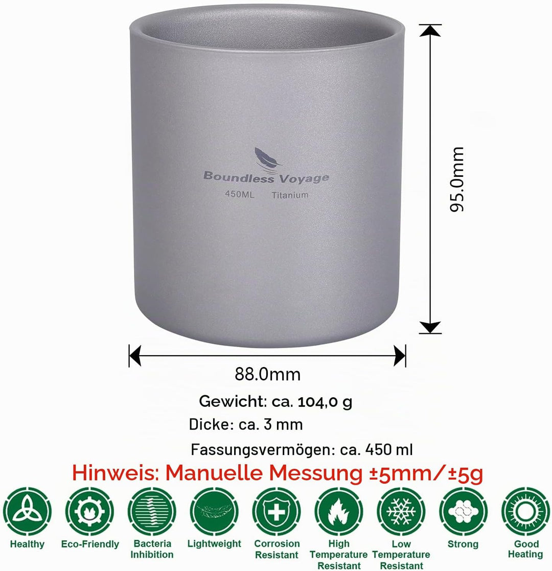 Boundless Voyage Titan Becher Mini Isolierte Doppelwandige Tasse Outdoor Camping Faltbare Kaffee Tee