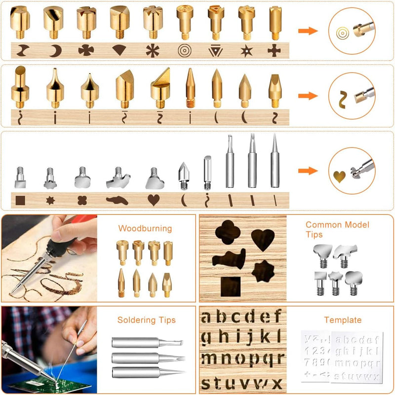 Brandmalerei Lötkolben Set, Brandmalkolben Set Temperatur Einstellbar 220~480 ℃ für Holz Leder Brenn