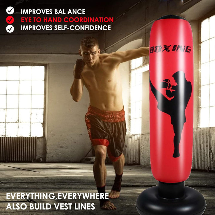 Haokaini 170Cm Aufblasbare Freistehende Box Boxsack Fitness Boxsack Stressabbau Sandsäcke Ziel Turm