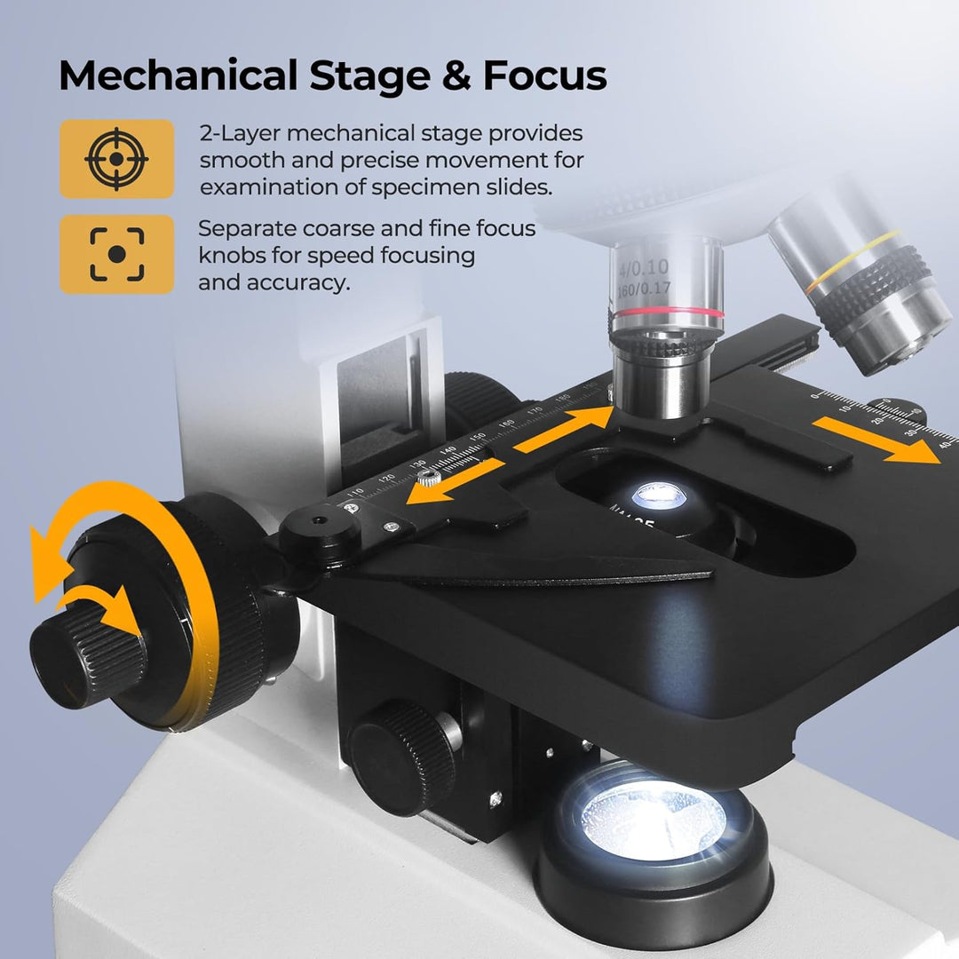 [Dunkelfeld-Mikroorganismenmodell] Vabiooth Lab Dunkel- & Hellfeld-Trinokularmikroskop 40X-2500X Ver