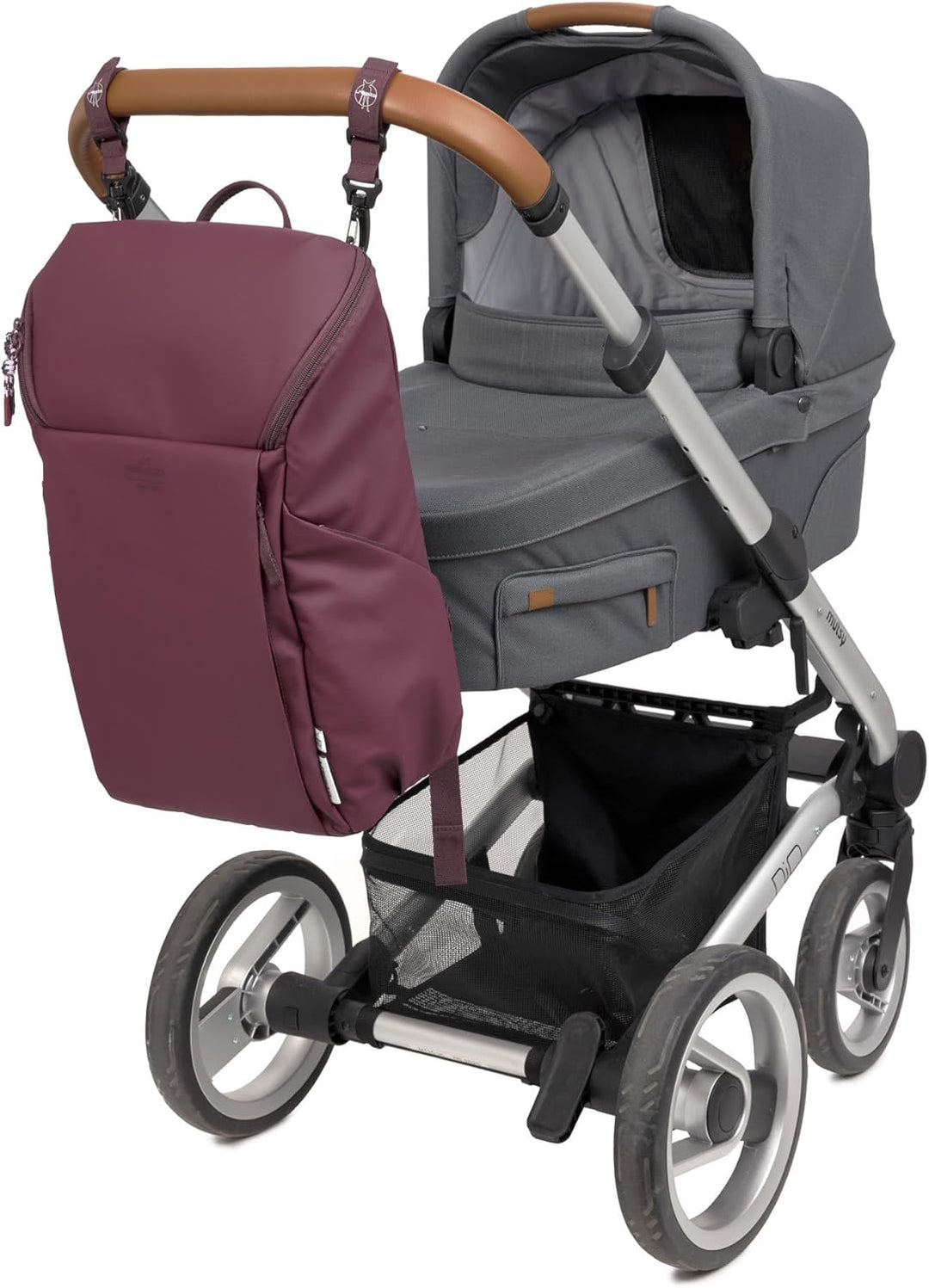 LÄSSIG Baby Wickelrucksack mit Wickelunterlage, Kinderwagenbefestigung und Flaschenhalter/GRE Slende