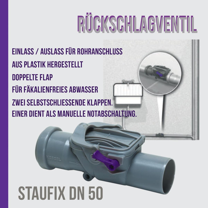 Kessel Staufix DN50 Rückstauklappe für Anschluss Ø 50 cm