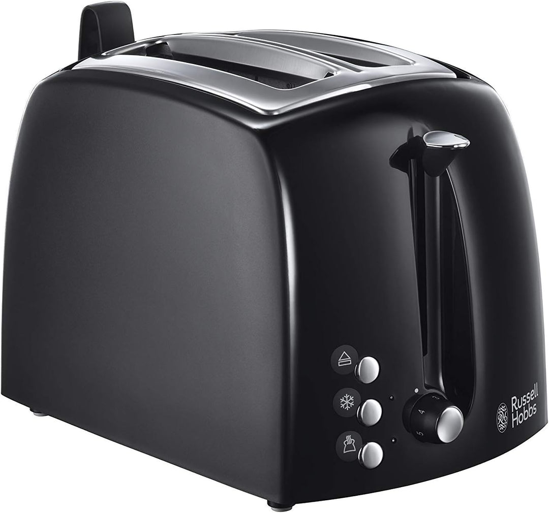 Russell Hobbs Toaster Textures+, 2 extra breite Toastschlitze, Brötchenaufsatz, 850W, schwarz 22601-