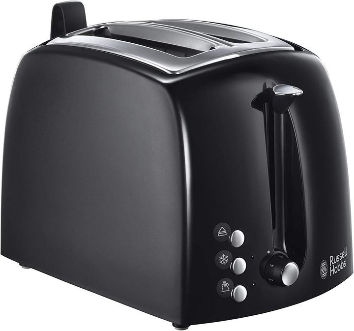 Russell Hobbs Toaster Textures+, 2 extra breite Toastschlitze, Brötchenaufsatz, 850W, schwarz 22601-