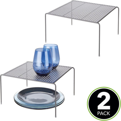 mDesign 2er-Set Geschirrablage für die Küche – freistehendes Tellerregal aus Metall – kleines Küchen