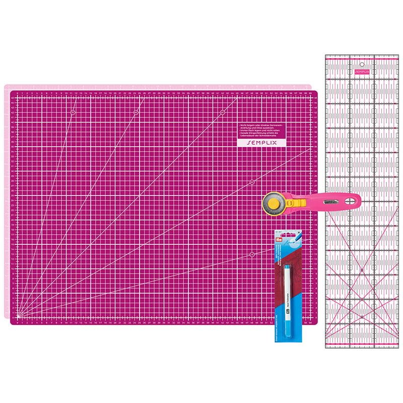 Semplix Schneidematten Set A2 Rollschneider Lineal Prym | A2 Schneidematte 60x45 cm selbstheilend mi