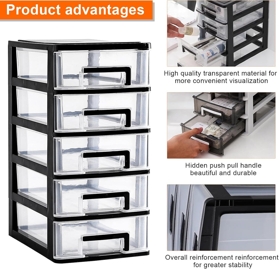 Schubladenschrank Kunststoff Büro, Datei Schrank Schublade, 5 Tier Aufbewahrungsbox mit Schubladenbo