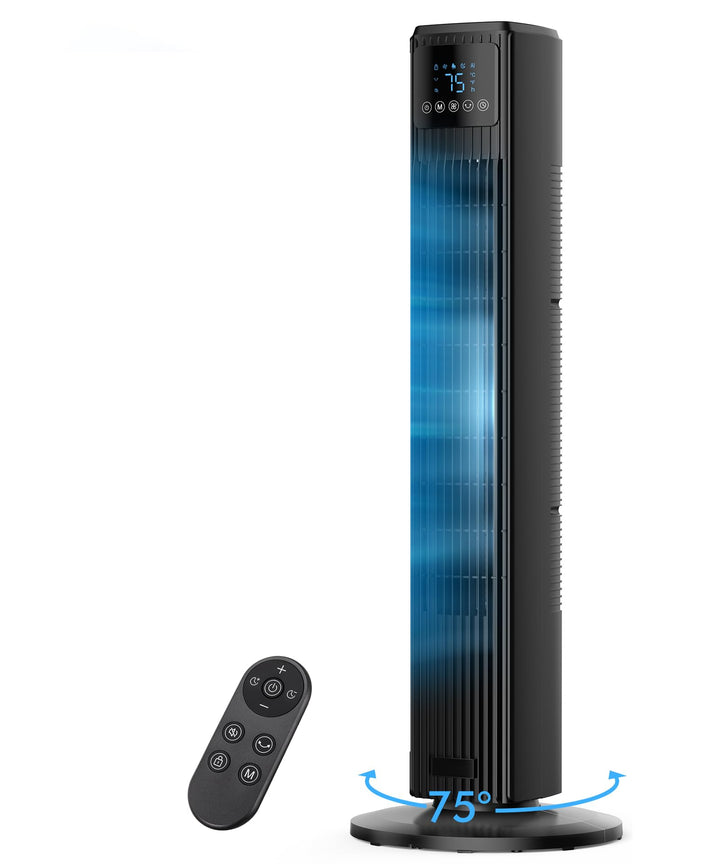 PNTCK Turmventilator, Ventilator leise mit Fernbedienung, 90° oszillierender Standventilator mit 4 G