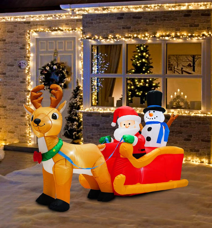 2.0m langes Weihnachten aufblasbares Weihnachtsmann-Rentiergeschenk mit Schneemann für Weihnachtsdek