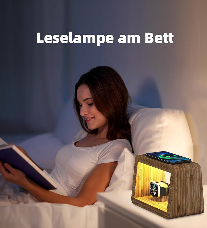 Kabellose Ladestation, Alltripal Schreibtischlampe 15 W, schnelles kabelloses Ladegerät, Nachtlicht