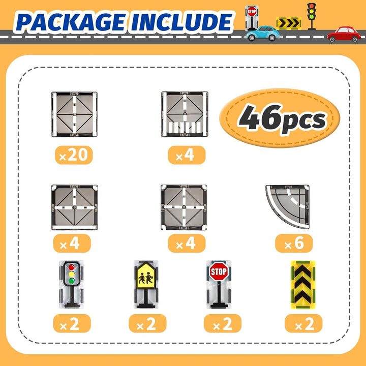 Magnetische Bausteine,46PCS Magnetbausteine Spielzeug für 3 4 5 6 Jahre alt Jungen Mädchen, Magnet F