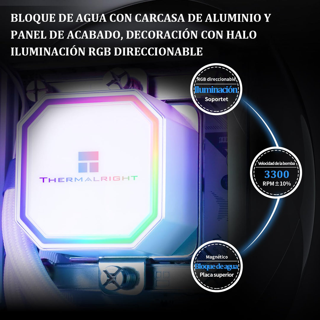 Thermalright FP240 White ARGB Flüssigkeit CPU Wasserkühler mit 120mm ARGB PWM Lüfter, 240 Weiss Cold