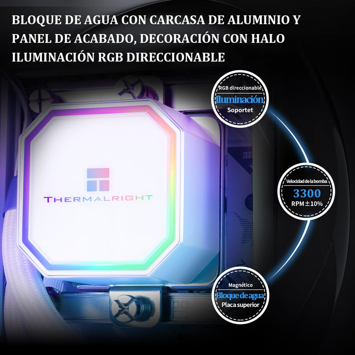 Thermalright FP240 White ARGB Flüssigkeit CPU Wasserkühler mit 120mm ARGB PWM Lüfter, 240 Weiss Cold