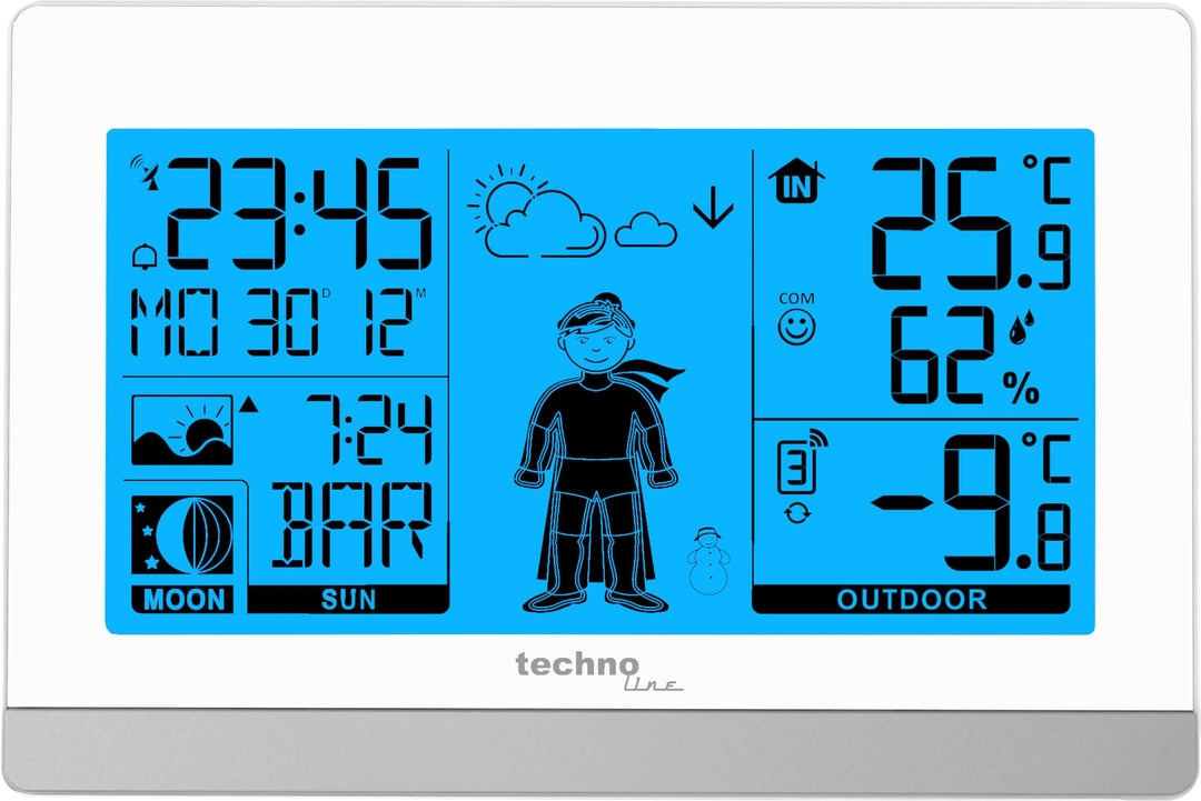 Technoline WS9612 in weiss, mit Innen- und Aussentemperatur, Wettervorhersage, Funkuhr WS9612 weiss,