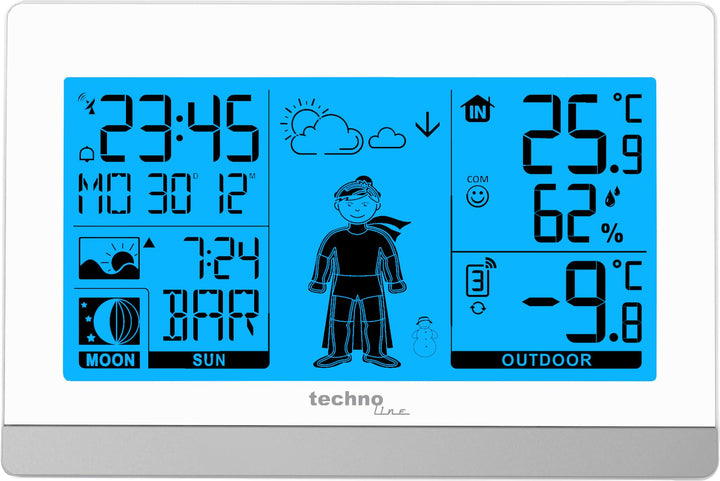 Technoline WS9612 in weiss, mit Innen- und Aussentemperatur, Wettervorhersage, Funkuhr WS9612 weiss,