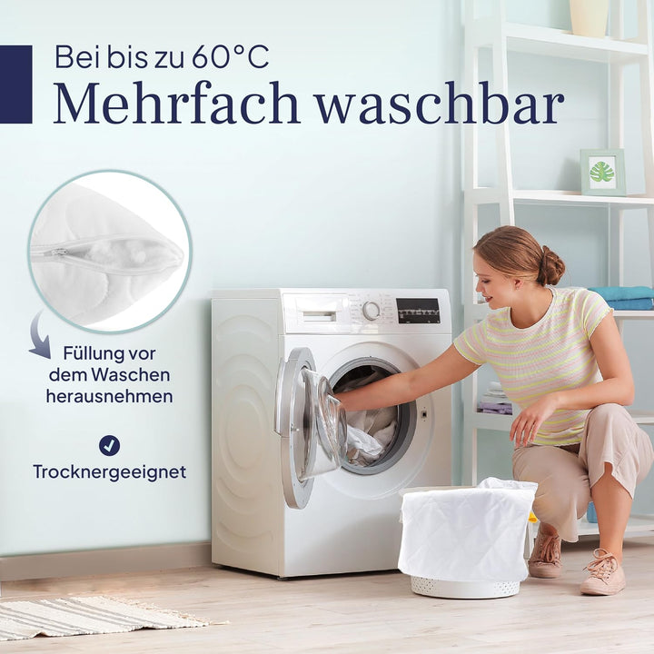 Gentle North Kopfkissen (60x60 cm gross) - 2er Set Kissen für Bett und als Dekokissen - Mit Reissver