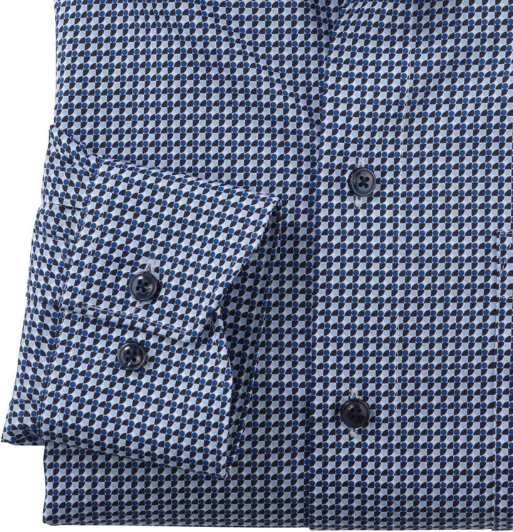 OLYMP Herren Businesshemd Langarm Luxor,Digitaldruck,modern fit,Global Kent 37 Bleu 11, 37 Bleu 11