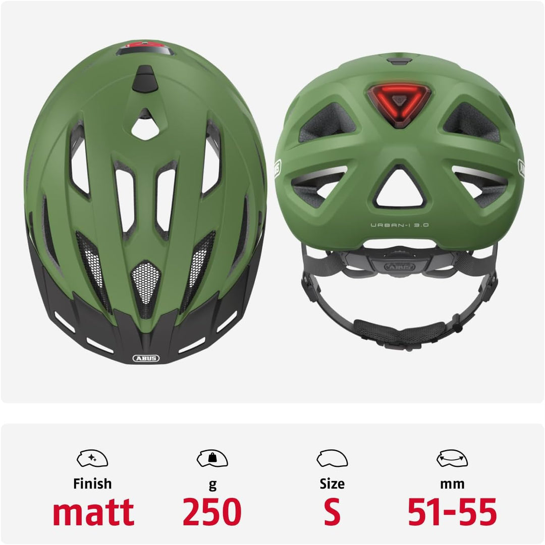 ABUS Stadthelm Urban-I 3.0 - Fahrradhelm mit Rücklicht, Schirm und Magnetverschluss - für Damen und