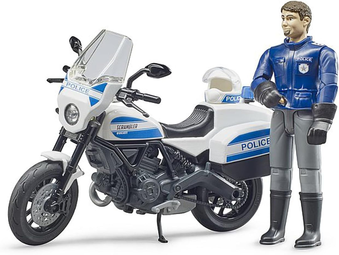 bruder 62731 - Bworld Scrambler Ducati Polizeimotorrad & Polizist - 1:16 Wachtmeister, Einsatzfahrze