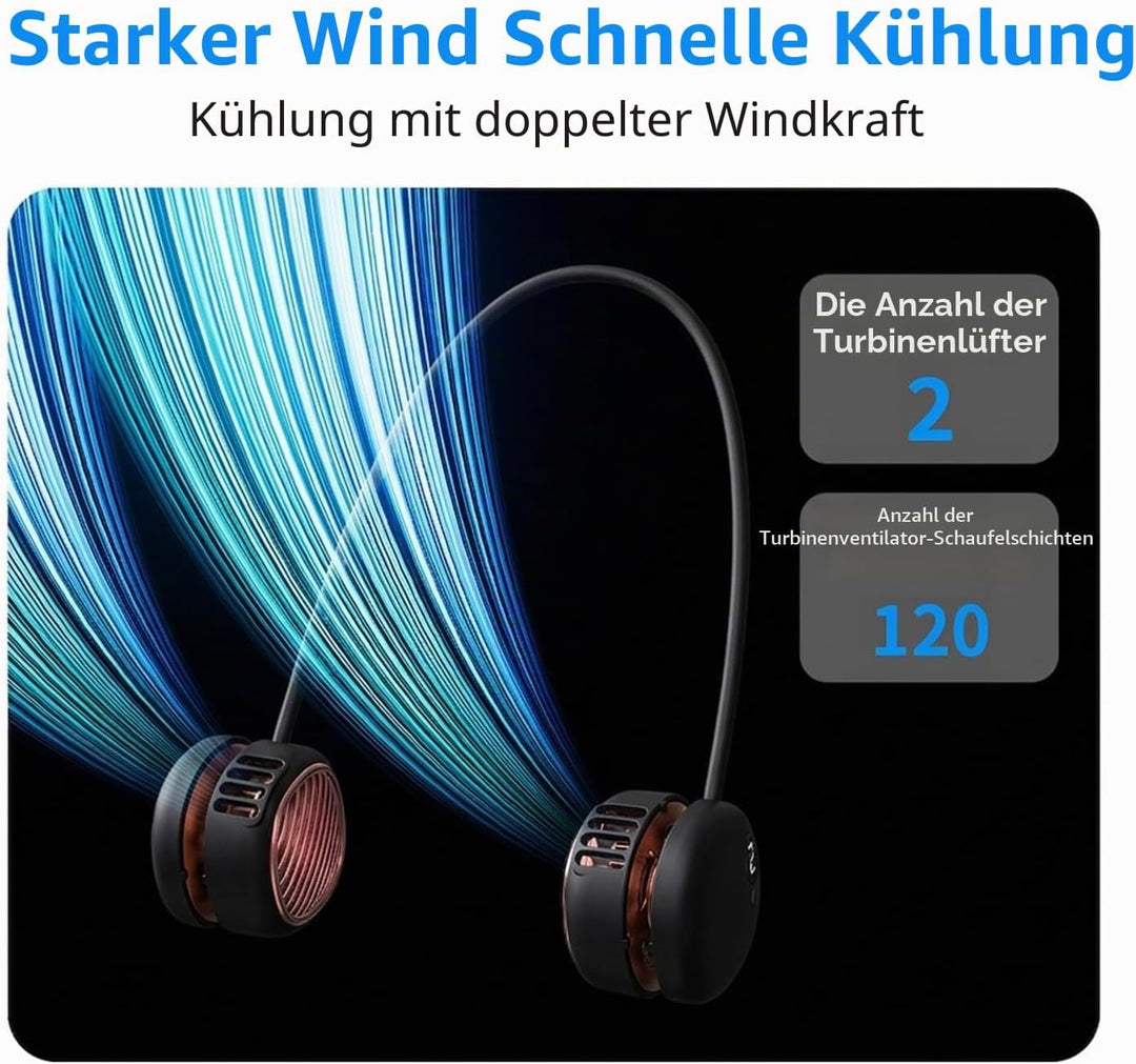 Foluu Nackenventilator Wiederaufladbar, 5 Stufen, LED-Display. Tragbar &amp; Freisprecheinrichtung, 120