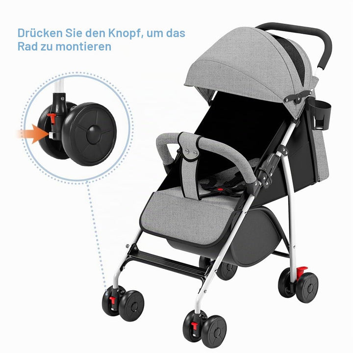 Kinderwagen, kompakt, 0 bis 4 Jahre (max. 30 kg), leicht (4,8 kg), Baby-Kinderwagen, klappbar und ne