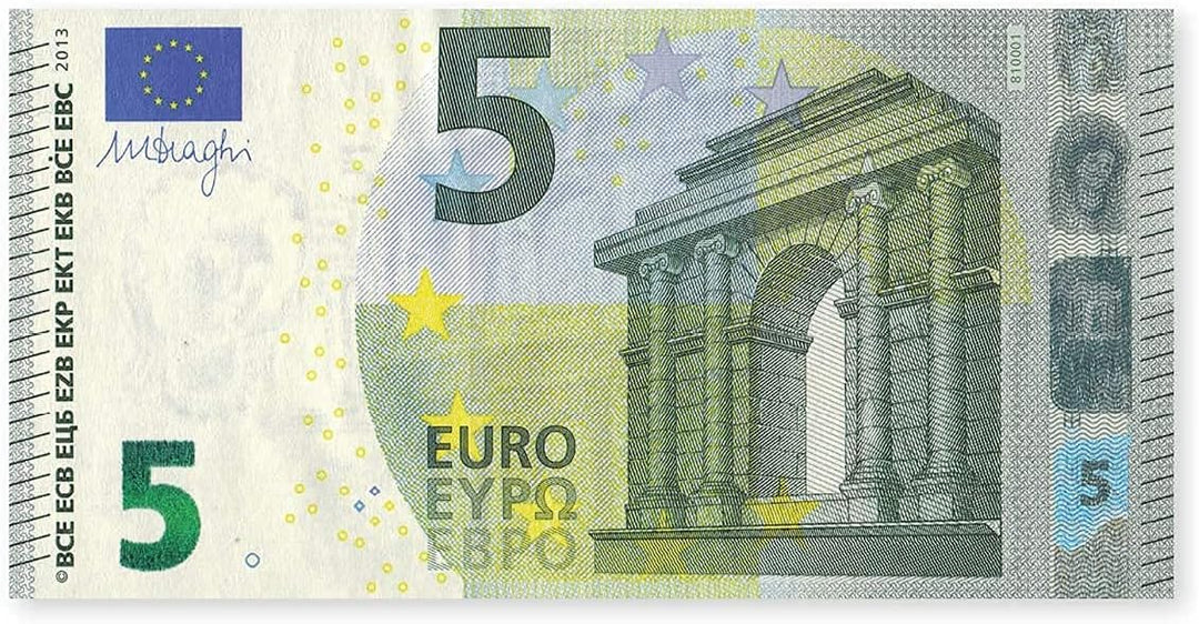 Litfax GmbH 5€ Euroschein/Euro-Geldscheine ca. 150x76 mm/banderoliert, je Pack. 75 Stück (5 PG) …, 5