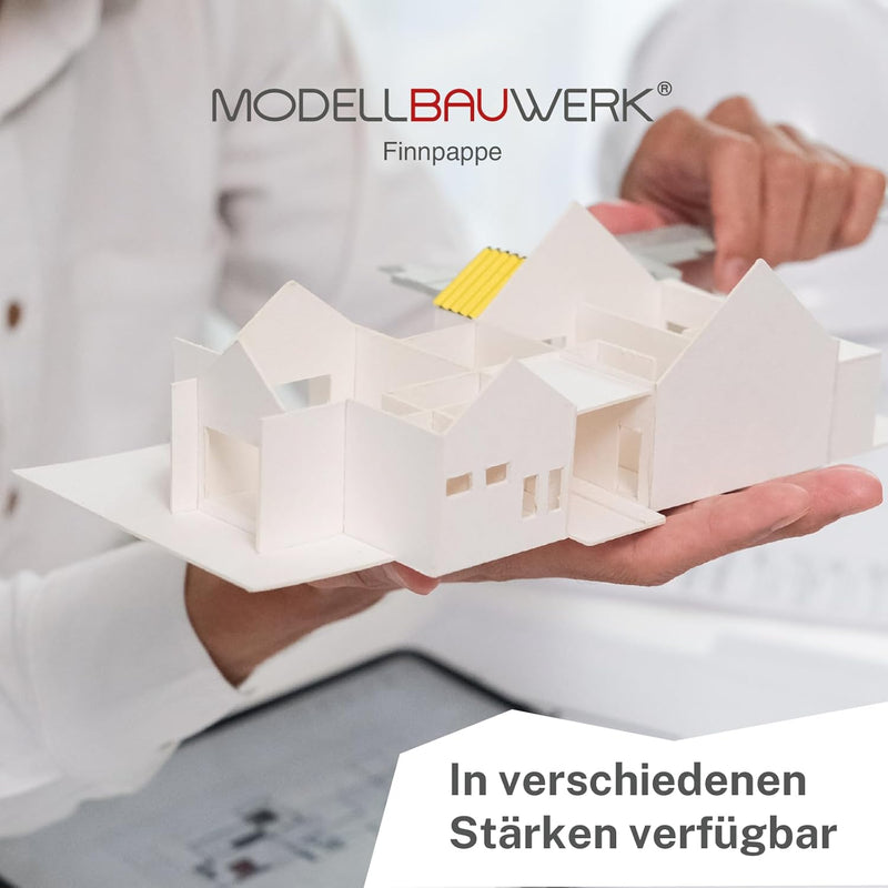 40 Blatt Finnpappe DIN A4 | 1mm Stärke | Modellbauwerk® | für Modellbau und Basteln | Architektur |
