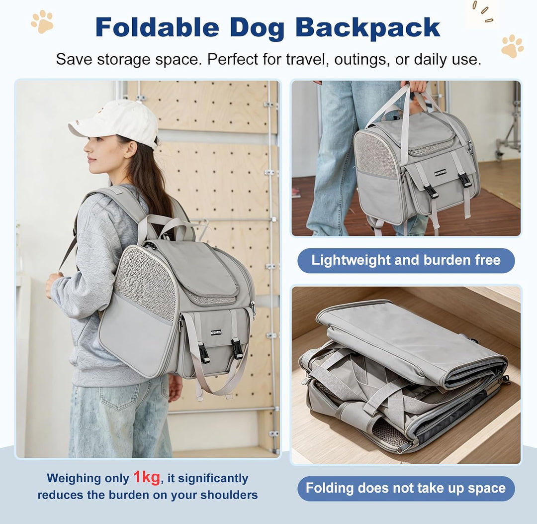 Erweiterbarer Katzenrucksack &amp; Hunderucksack, bis 8 kg (Grau), Grau