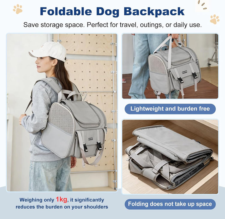 Erweiterbarer Katzenrucksack &amp; Hunderucksack, bis 8 kg (Grau), Grau