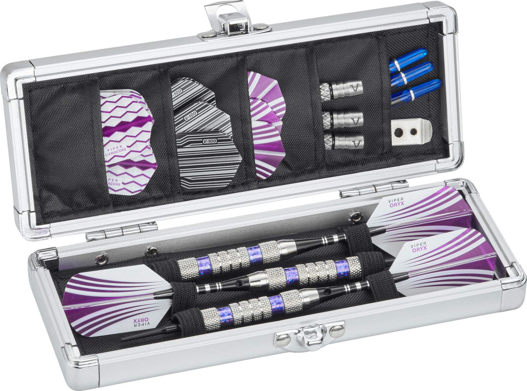 Casemaster Accolade Aluminium-Dartkoffer für 3 Stahlspitzen und weiche Dartpfeile. Schlankes Profil