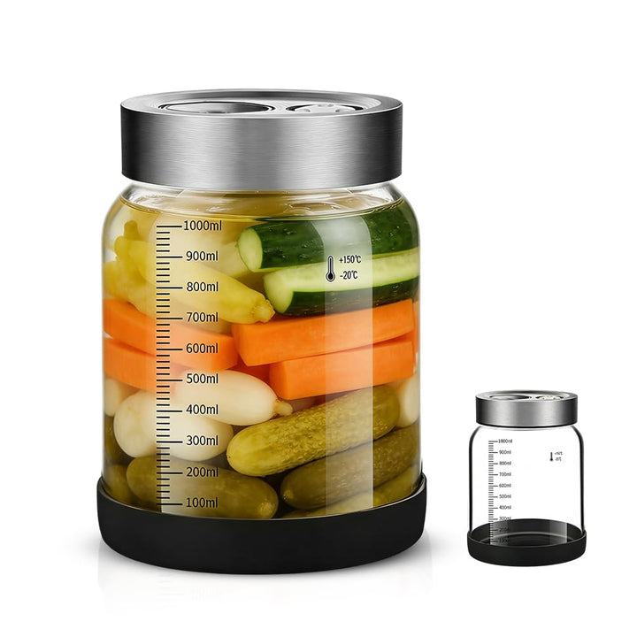 Fermentierglas mit Deckel, 1l Gärglas mit Entlüftungsventil, Fermentiergläser mit Gärventil, Gärglas