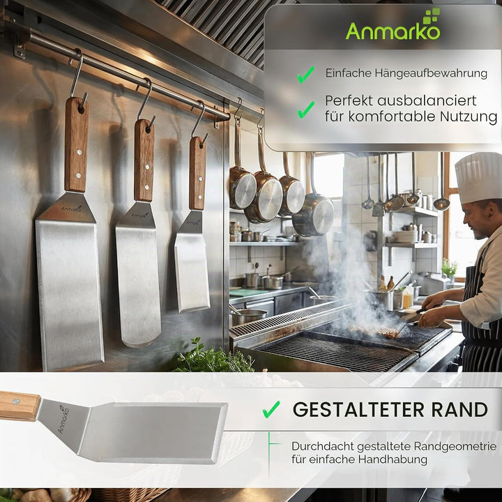 Exklusives Grillwender Set aus hochwertigem Edelstahl - BBQ Grillset in erstklassiger Qualität für H