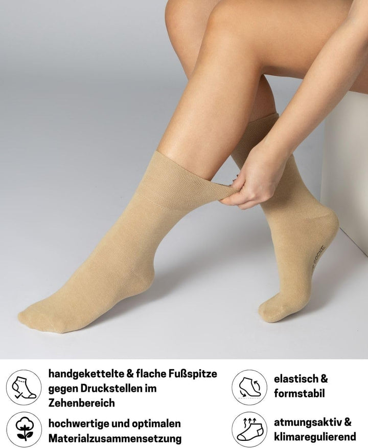sockenkauf24 Diabetikersocken ohne Gummi & ohne Naht 97% Baumwolle (6 Paar) Diabetiker Socken mit Ko