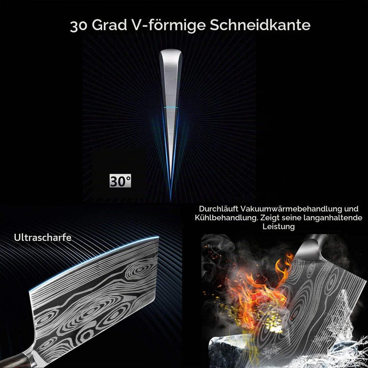Theexecva Hackmesser Fleischerbeil 7 Zoll Deutsch Hochgekohlter Edelstahl Hackbeil Messer, professio