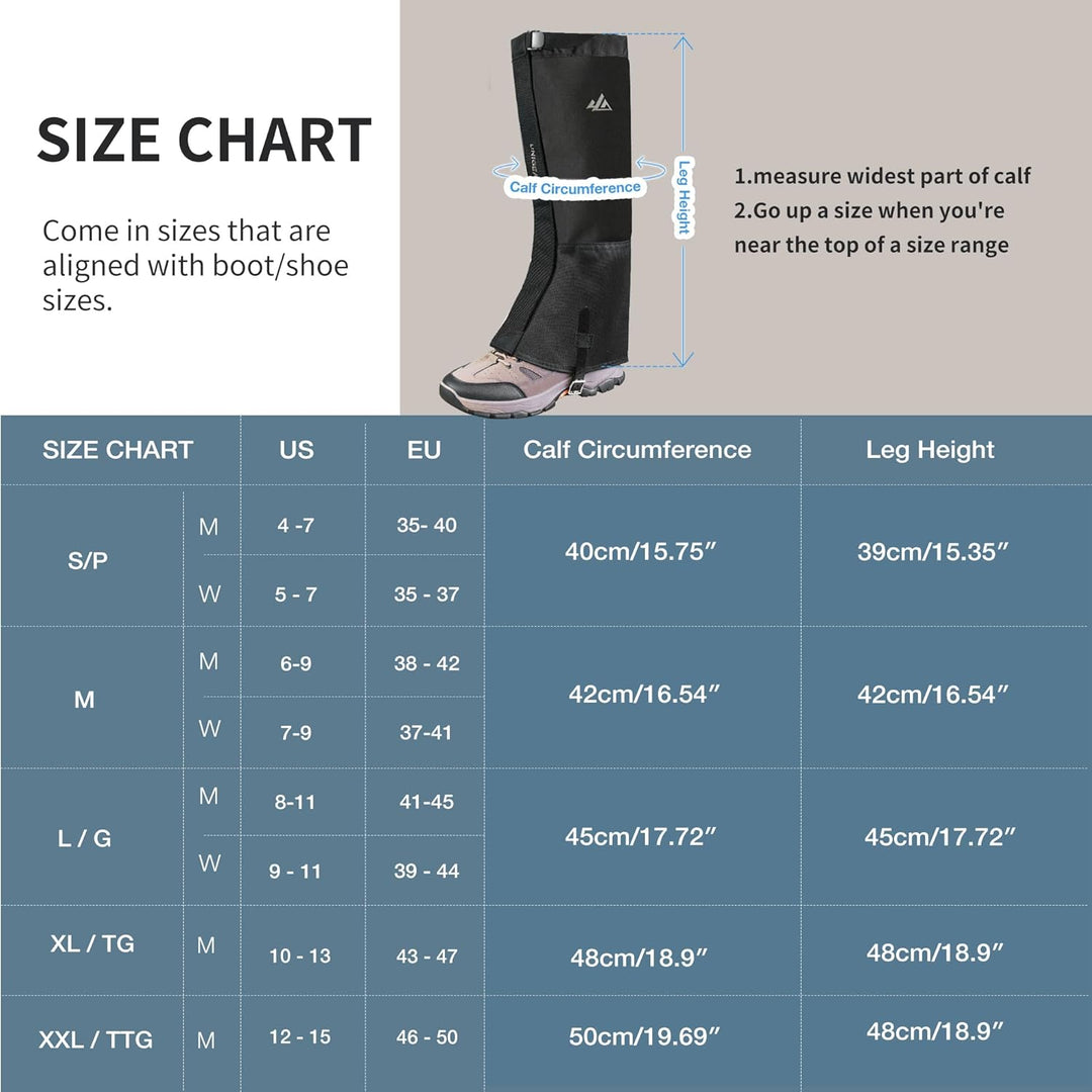 Unigear Outdoor Gamaschen, 1000D wasserdichte Gamaschen, Fabric Boot Gamaschen zum Wandern, Trekking