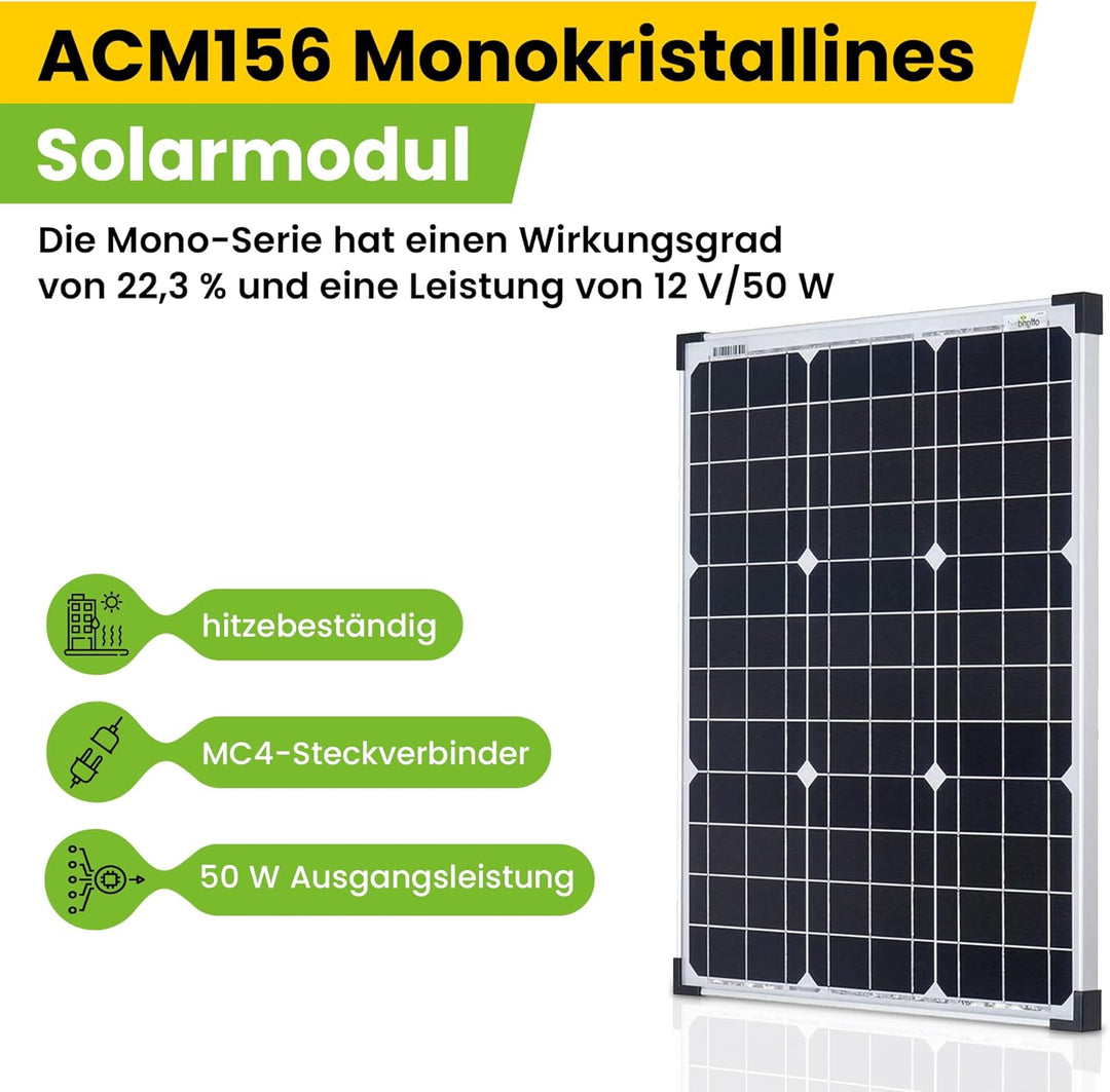 Offgridtec 50 Watt Solarmodul/Solarpanel/Solarzelle 12V, 3-01-001260