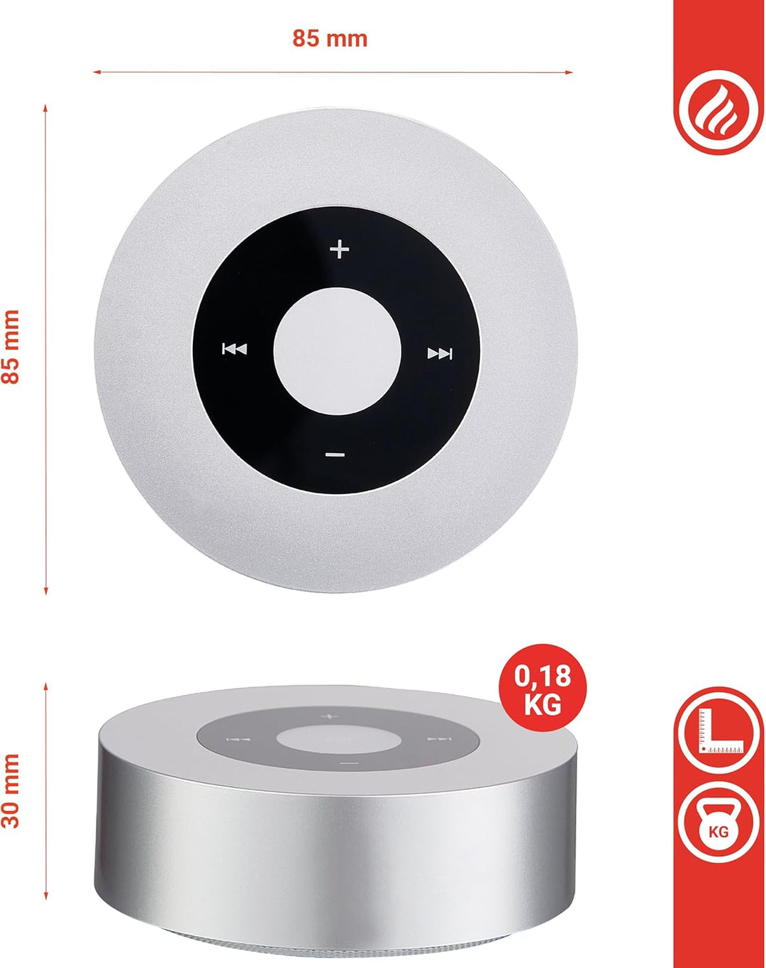 KAMINIO Knister Lautsprecher Moritz - Kraftvolle Soundbox mit Kaminfeuer-Tönen, Bluetooth, AUX, Mikr