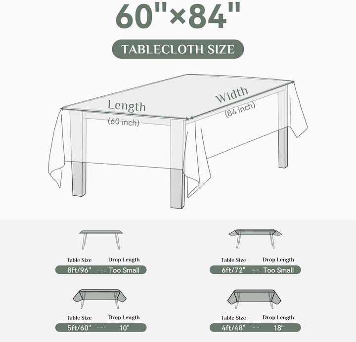 Softalker Tischdecke 152 x 213 cm Abwaschbar Tischdecken Weiss Rechteckig Tischtuch aus 210 GSM Poly